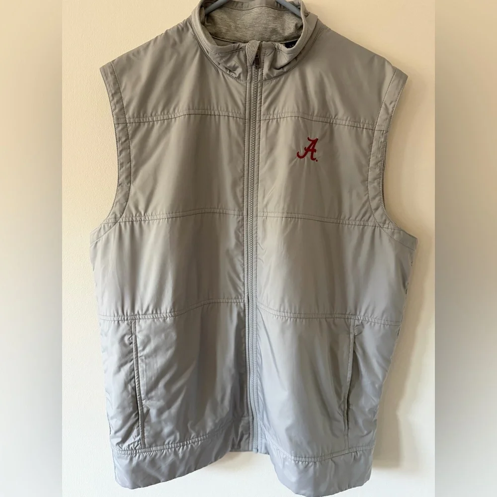 Cutter & Buck Alabama Crimson Tide Stealth Hybrid Quilted Vest Mens L Gray Golf